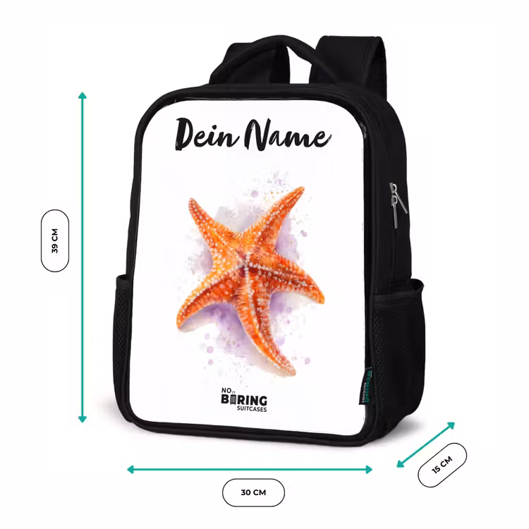 Oranje Zeester Illustratie Rugzak - Zwart middel -productfoto_formaten