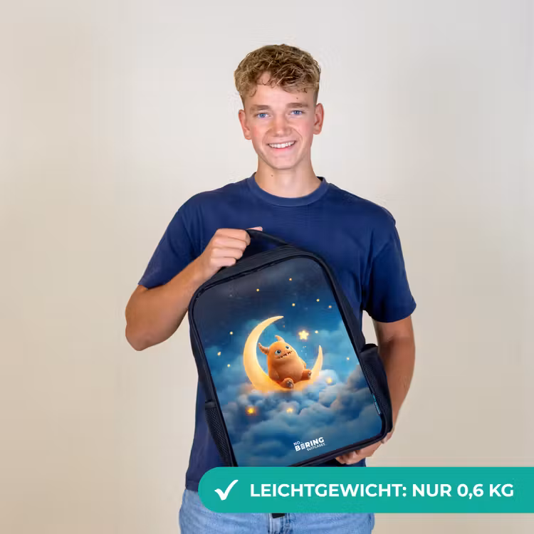 Oranje monster op maansikkel Rugzak - Zwart middel -sfeer7_DE