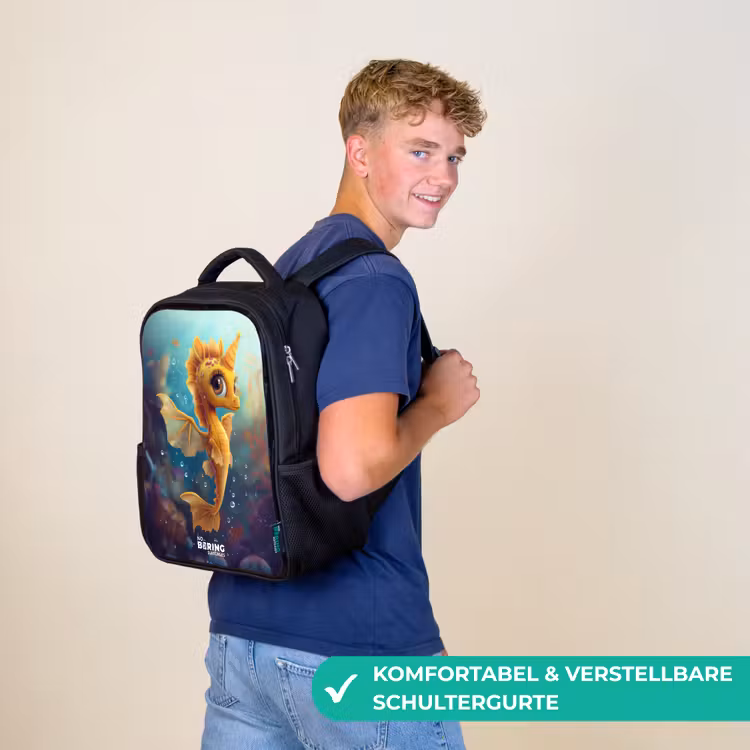 Oranje zeepaardje in het water Rugzak - Zwart middel -sfeer9_DE