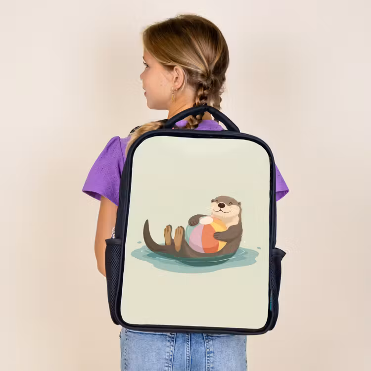 Otter - Strandbal - Kleurrijk Rugzak - Zwart middel -sfeer5