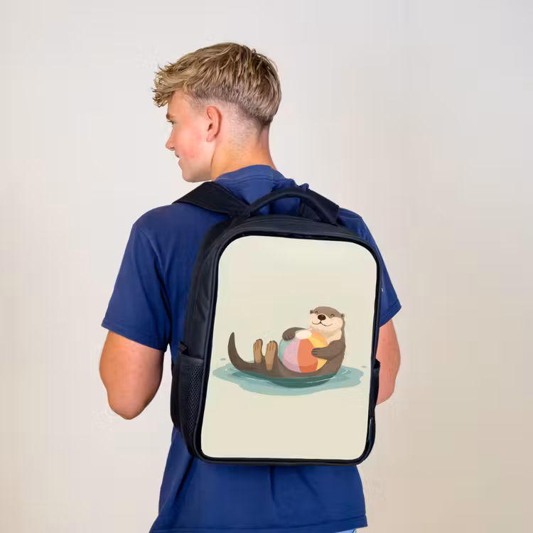 Otter - Strandbal - Kleurrijk Rugzak - Zwart middel -sfeer8
