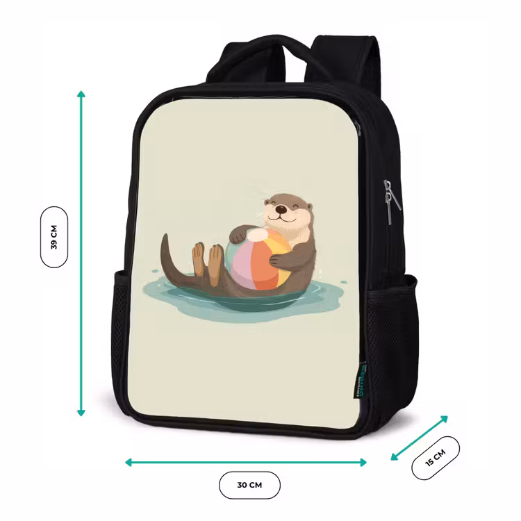 Otter - Strandbal - Kleurrijk Rugzak - Zwart middel -productfoto_formaten