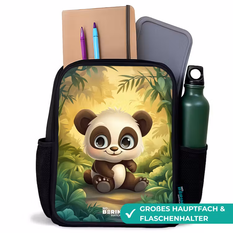 Panda - Bamboebos - Groen Rugzak - Zwart middel -inhoud_DE
