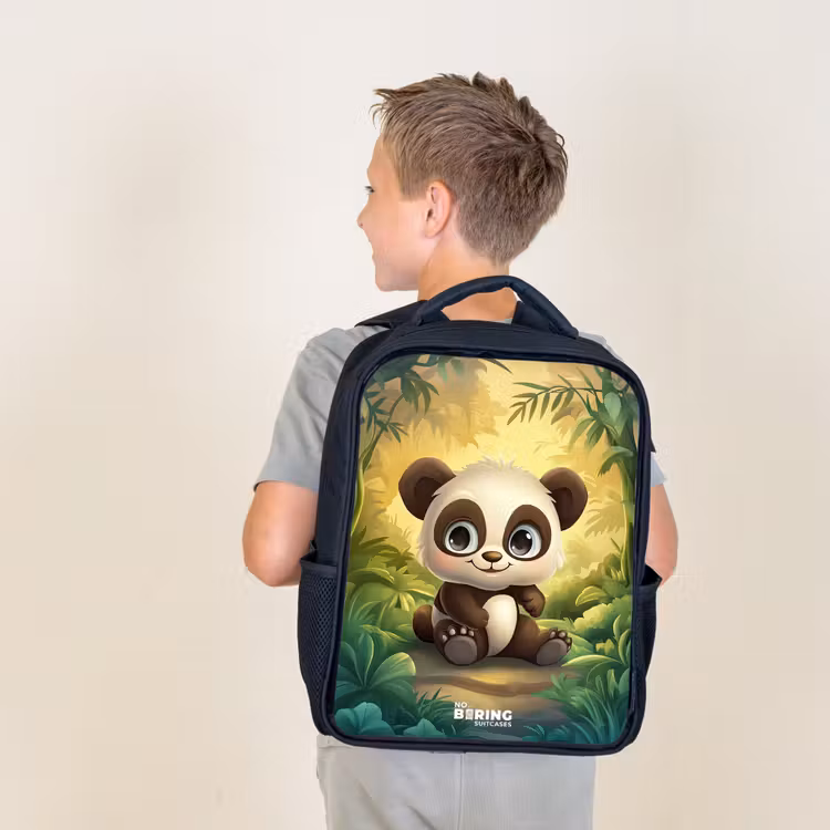 Panda - Bamboebos - Groen Rugzak - Zwart middel -sfeer2