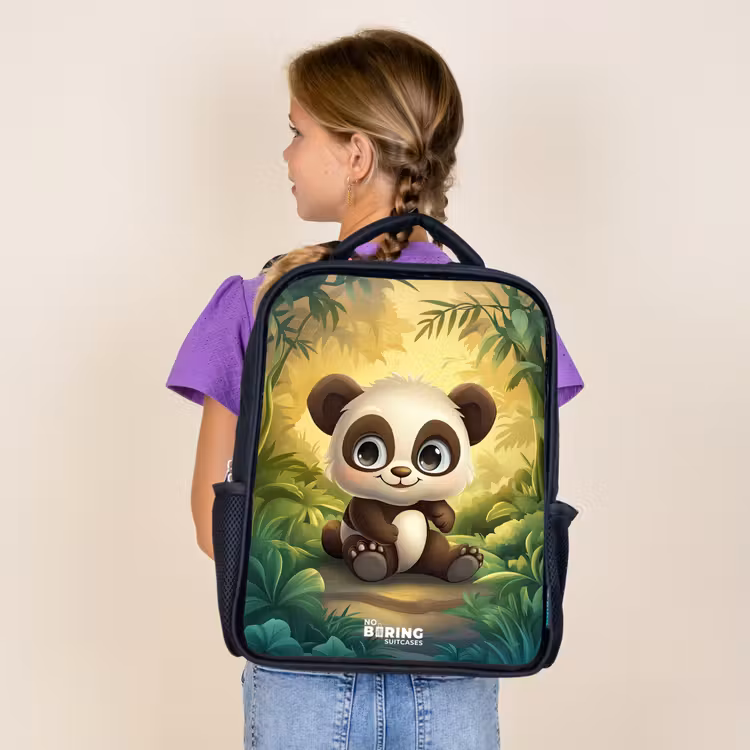 Panda - Bamboebos - Groen Rugzak - Zwart middel -sfeer5