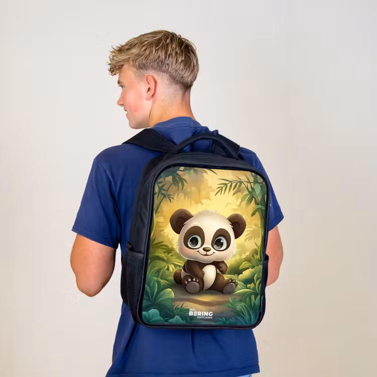 Panda - Bamboebos - Groen Rugzak - Zwart middel -sfeer8