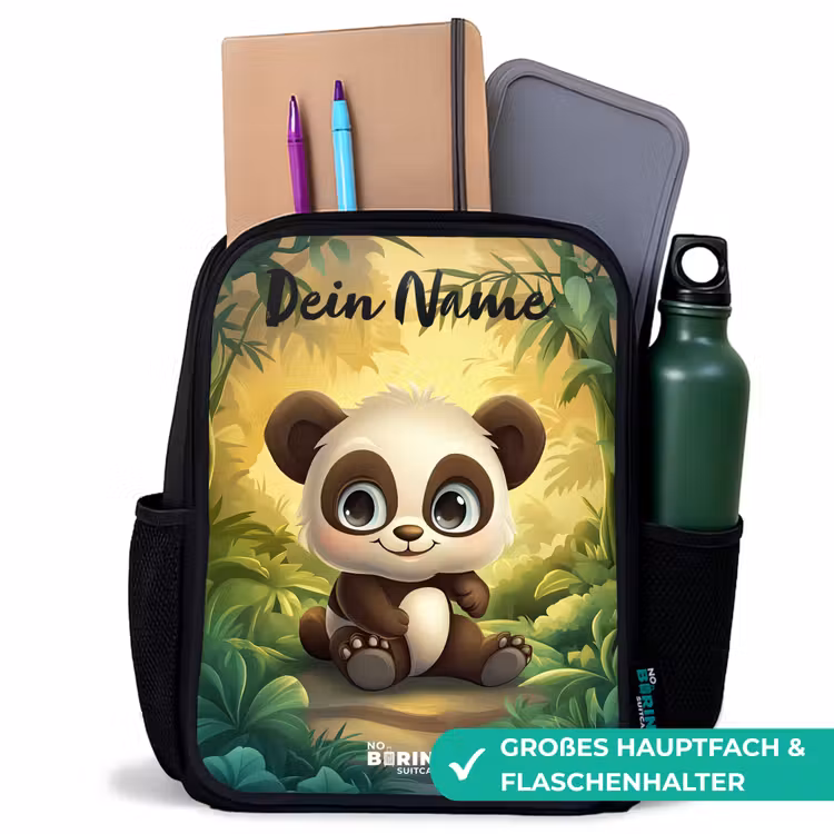 Panda - Bamboebos - Groen Rugzak - Zwart middel -inhoud_DE