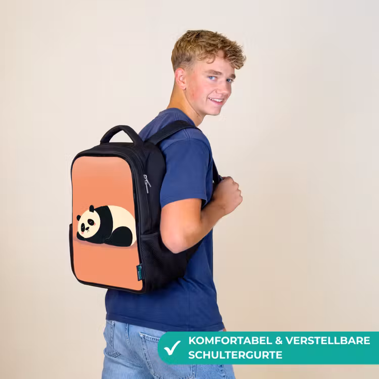 Panda - Slaap - Oranje Rugzak - Zwart middel -sfeer9_DE