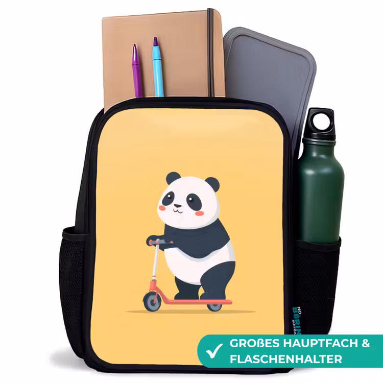 Panda - Step - Geel Rugzak - Zwart middel -inhoud_DE
