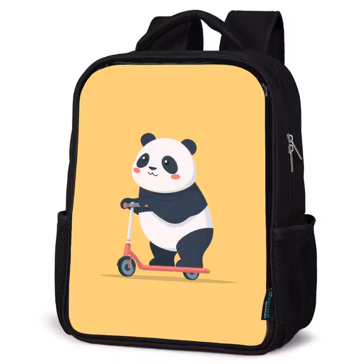 Panda - Step - Geel Rugzak - Zwart middel -schuin