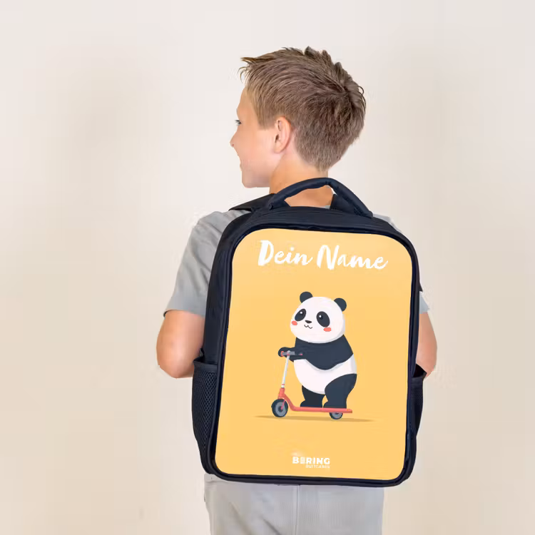 Panda - Step - Geel Rugzak - Zwart middel -sfeer2