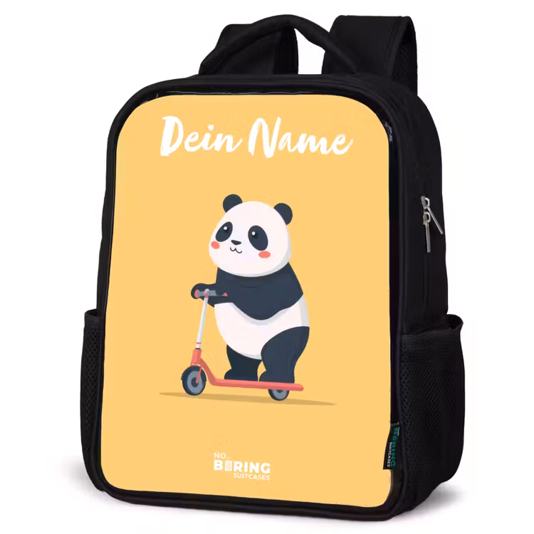 Panda - Step - Geel Rugzak - Zwart middel -schuin