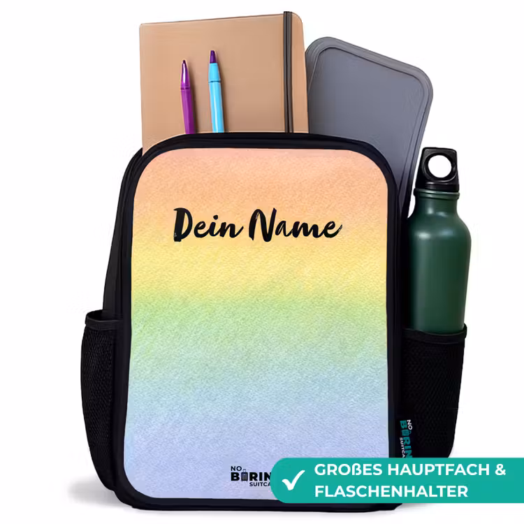 Pastel regenboog van krijt Rugzak - Zwart middel -inhoud_DE