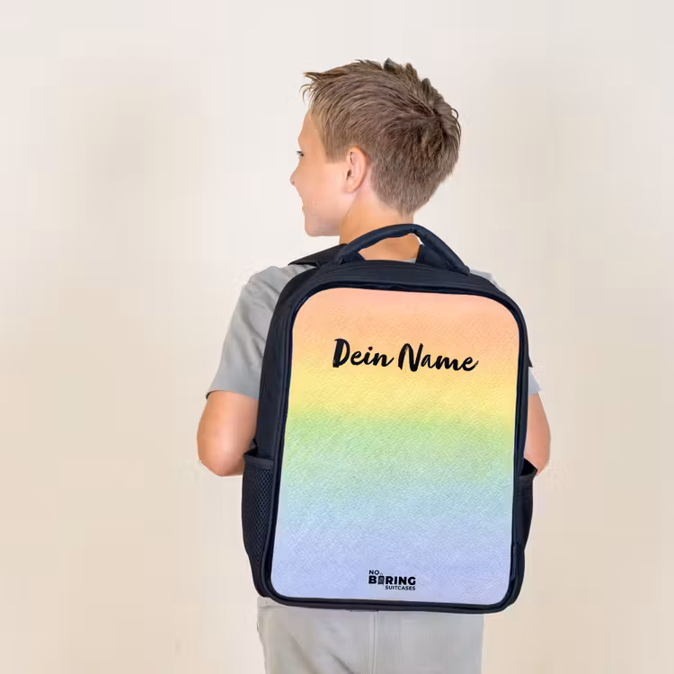 Pastel regenboog van krijt Rugzak - Zwart middel -sfeer2