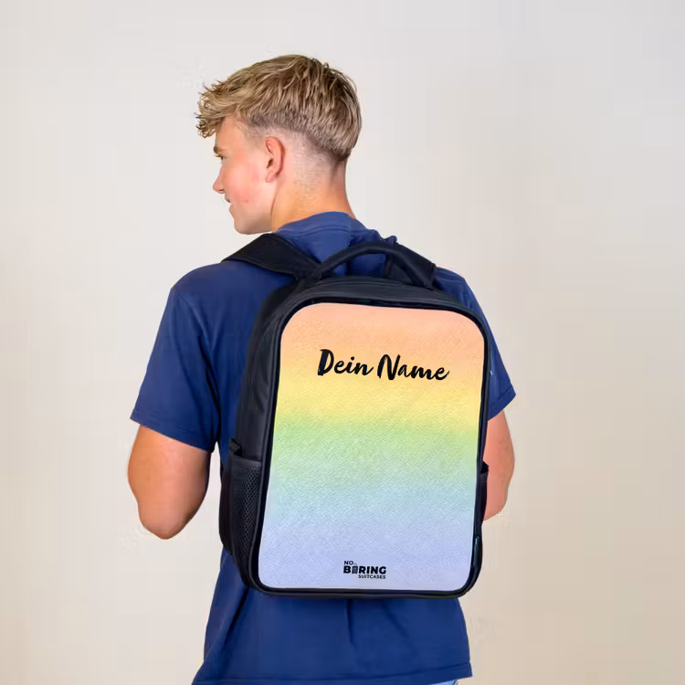 Pastel regenboog van krijt Rugzak - Zwart middel -sfeer8