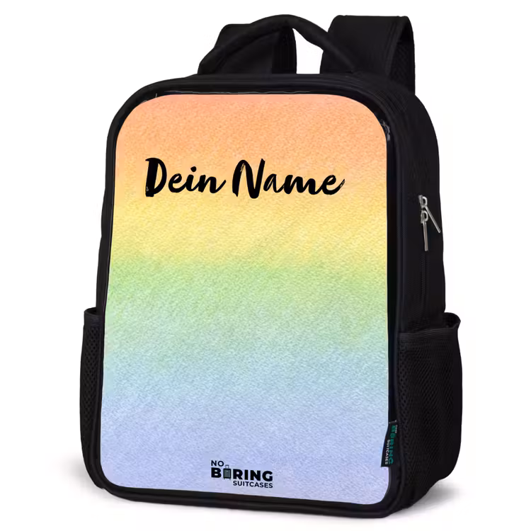 Pastel regenboog van krijt Rugzak - Zwart middel -schuin