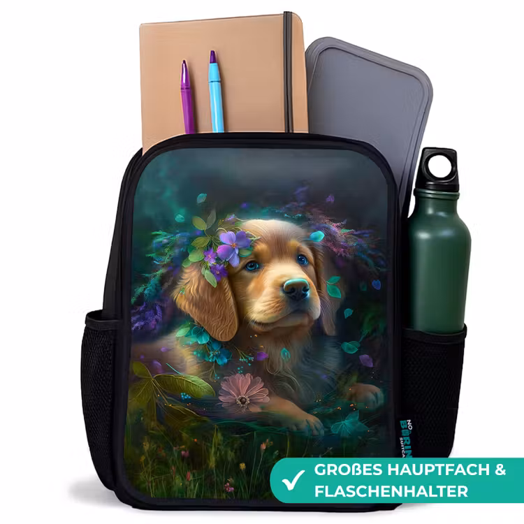 Polly Pup Rugzak - Zwart middel -inhoud_DE
