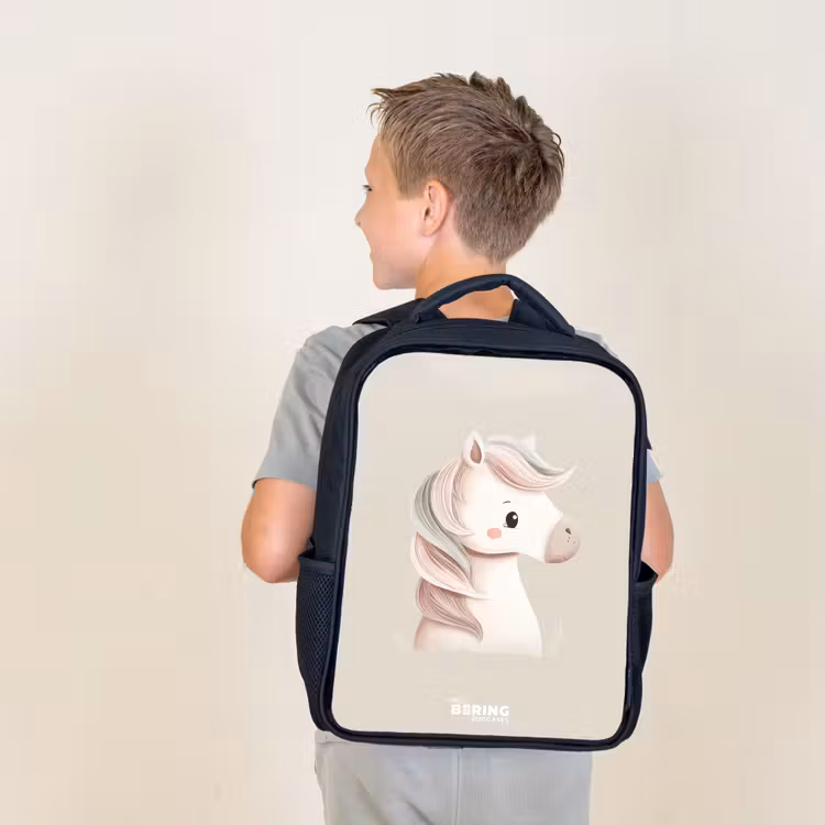 Pony in roze pastel kleuren Rugzak - Zwart middel -sfeer2