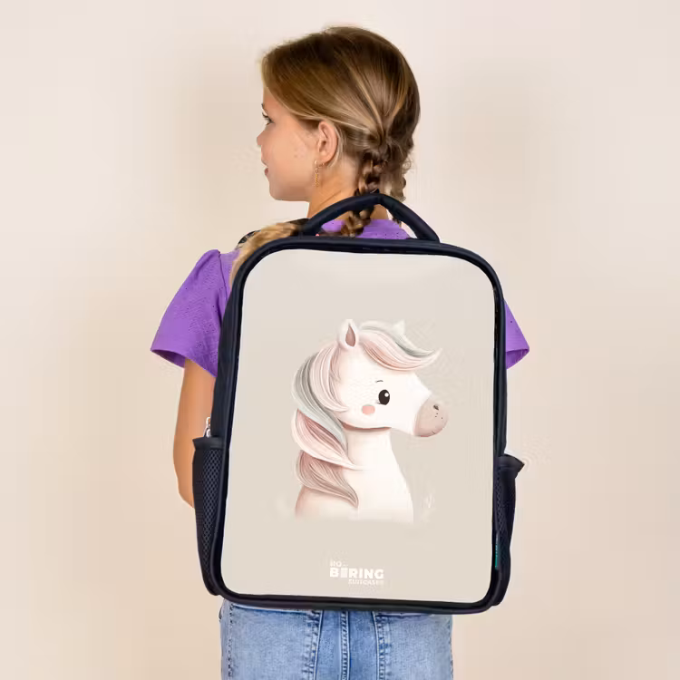 Pony in roze pastel kleuren Rugzak - Zwart middel -sfeer5