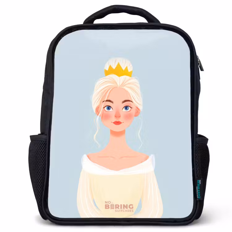 Prinses met een gouden kroon - Blauw Rugzak - Zwart middel -3d