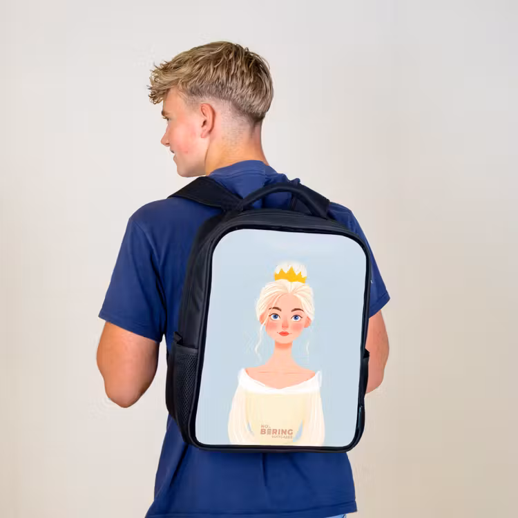 Prinses met een gouden kroon - Blauw Rugzak - Zwart middel -sfeer8