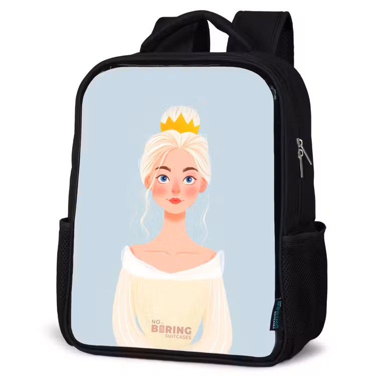 Prinses met een gouden kroon - Blauw Rugzak - Zwart middel -schuin