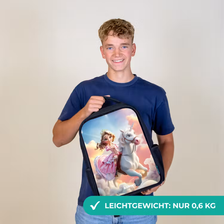 Prinses op een eenhoorn tussen de wolken Rugzak - Zwart middel -sfeer7_DE