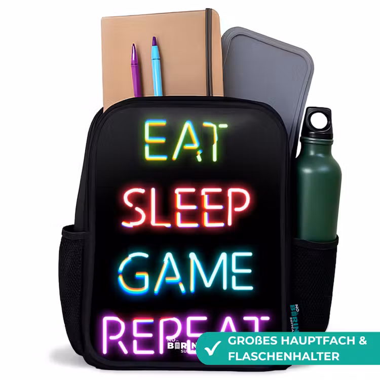 Qoute met neon lichten Rugzak - Zwart middel -inhoud_DE