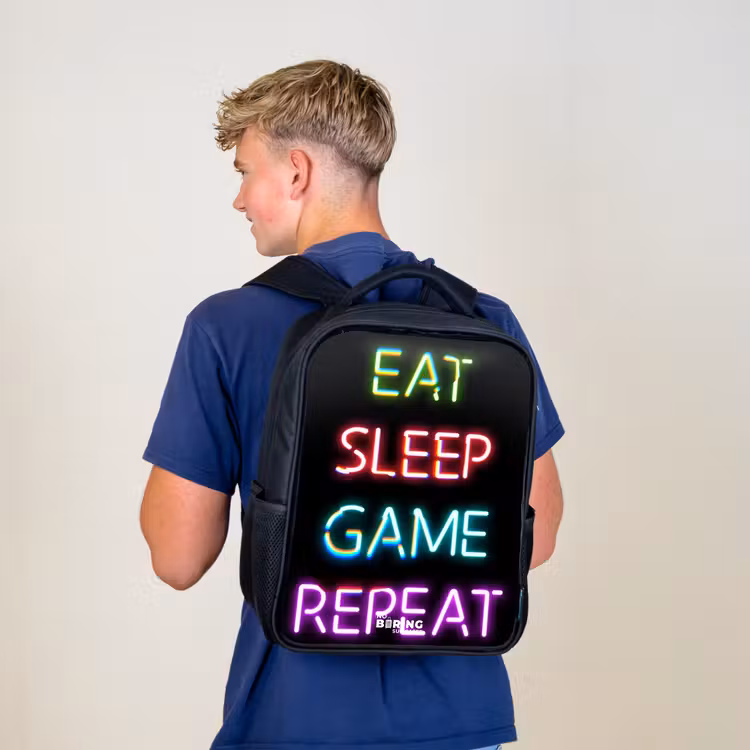 Qoute met neon lichten Rugzak - Zwart middel -sfeer8