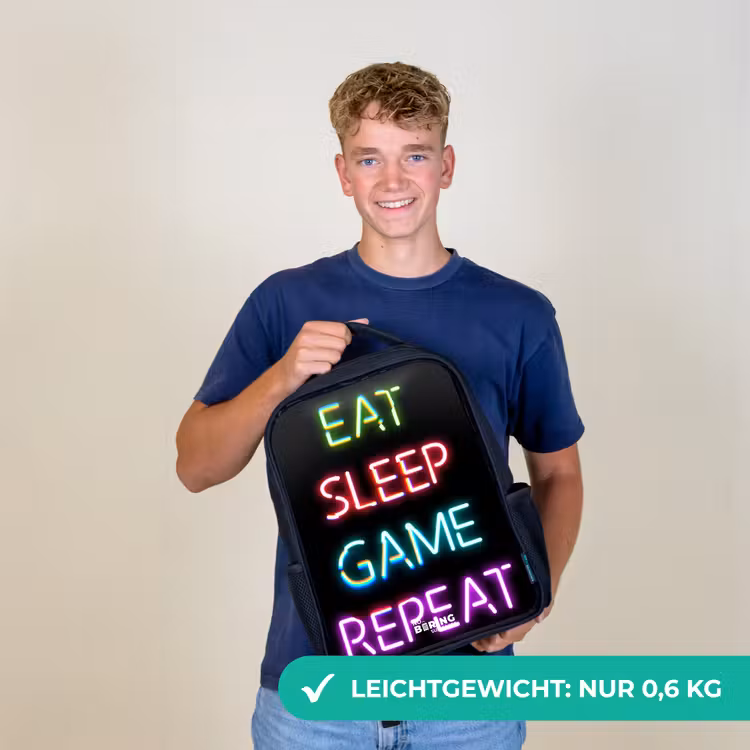 Qoute met neon lichten Rugzak - Zwart middel -sfeer7_DE
