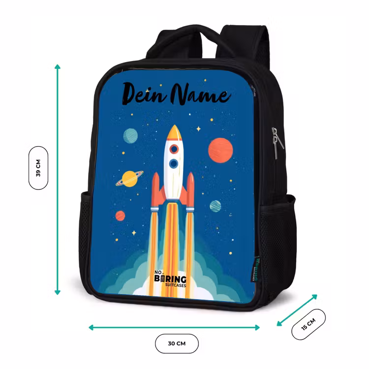 Raket - Planeet - Sterren - Veelkleurig Rugzak - Zwart middel -productfoto_formaten