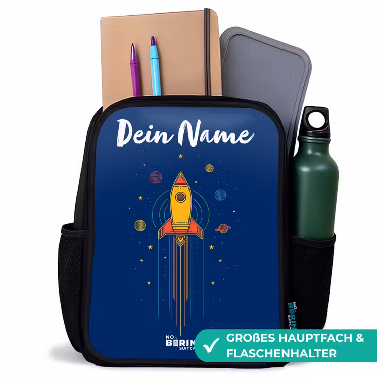 Raket - Planeten - Sterren Rugzak - Zwart middel -inhoud_DE
