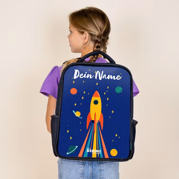 Raket - Sterren - Planeet - Ruimte Rugzak - Zwart middel -sfeer5