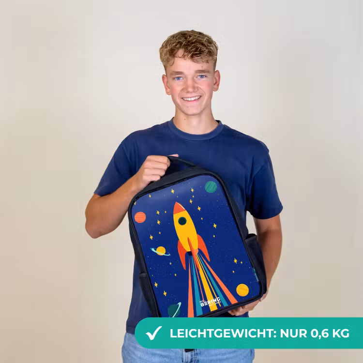 Raket - Sterren - Planeet - Ruimte Rugzak - Zwart middel -sfeer7_DE