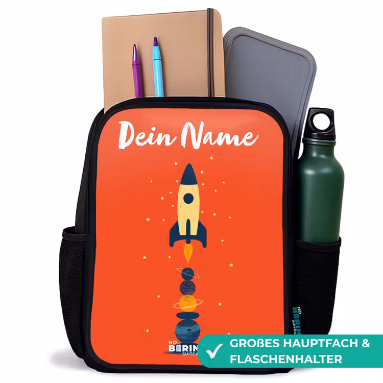 Raket - Sterren - Planeten Rugzak - Zwart middel -inhoud_DE