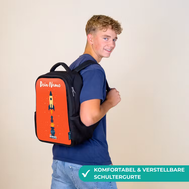 Raket - Sterren - Planeten Rugzak - Zwart middel -sfeer9_DE