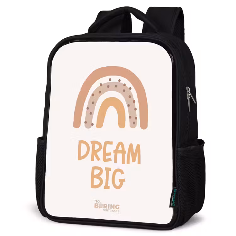 Regenboog met de quote 'Dream Big' Rugzak - Zwart middel -schuin