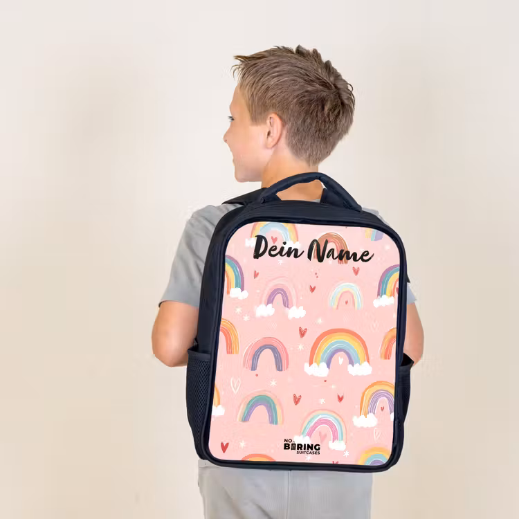 Regenboog - Patroon - Pastel Rugzak - Zwart middel -sfeer2