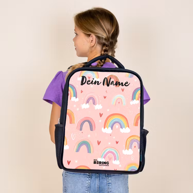 Regenboog - Patroon - Pastel Rugzak - Zwart middel -sfeer5