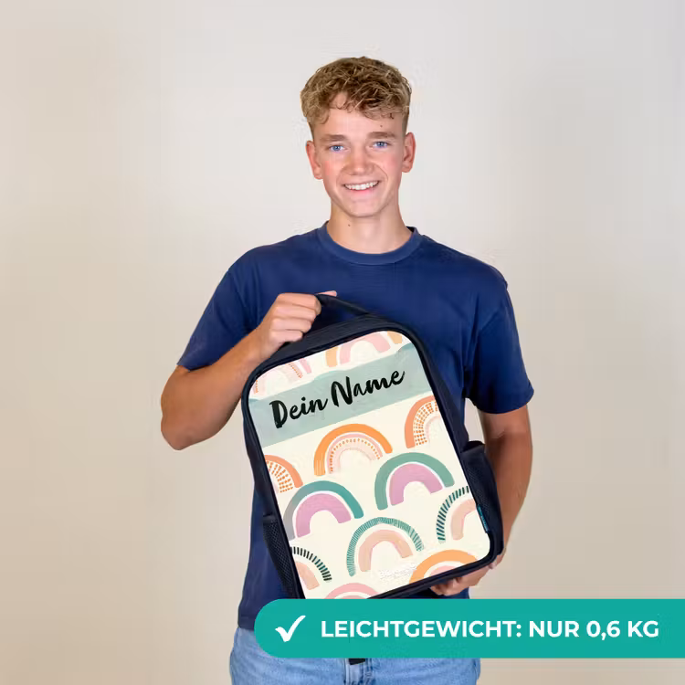 Regenboog - Pastel - Patroon Rugzak - Zwart middel -sfeer7_DE