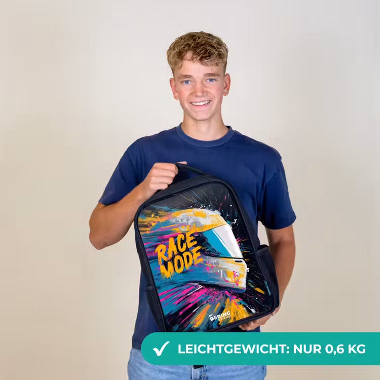Racehelm - Verfspatten - Penseelstreken - Race mode Rugzak - Zwart middel -sfeer7_DE