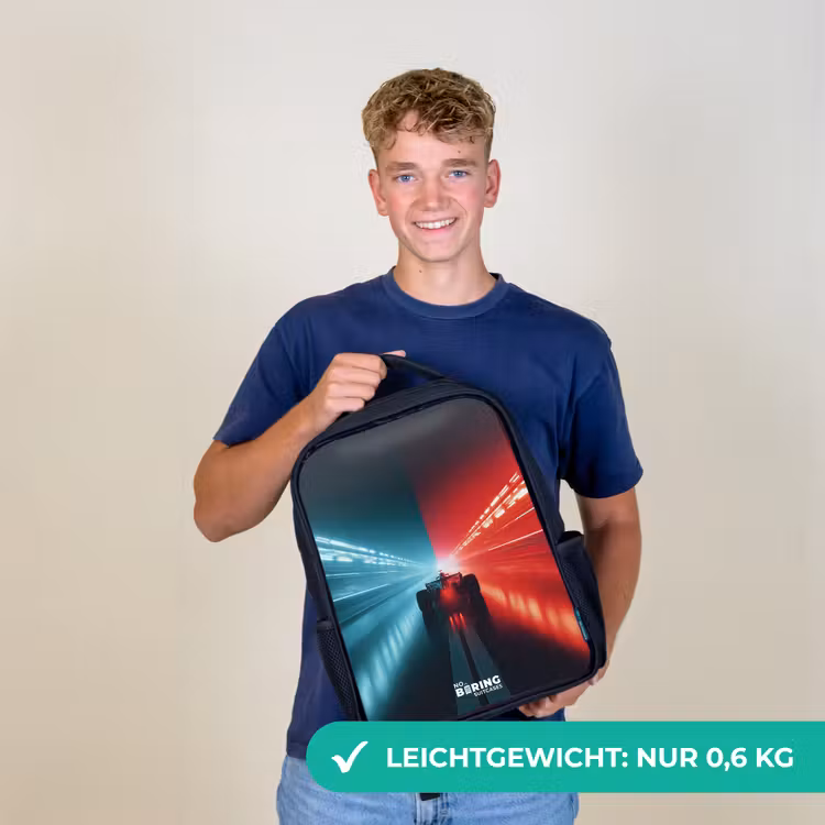 Baan - Raceauto - Neon - Rood Rugzak - Zwart middel -sfeer7_DE