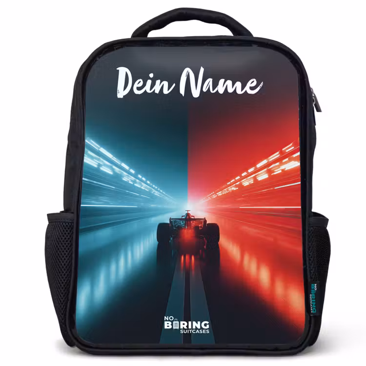 Raceauto - Verlichting - Neon - Rood Rugzak - Zwart middel -3d