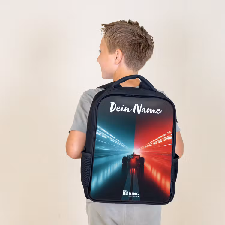 Raceauto - Verlichting - Neon - Rood Rugzak - Zwart middel -sfeer2