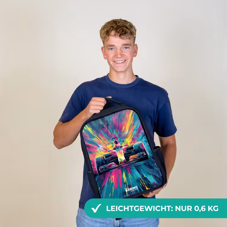 Raceauto - Explosie - Kleurrijk - Abstract Rugzak - Zwart middel -sfeer7_DE