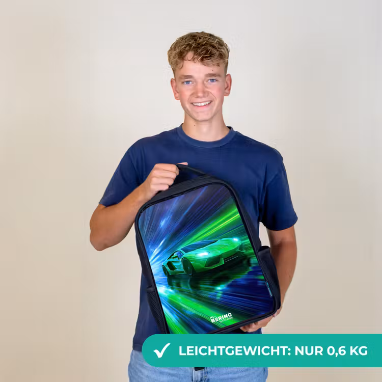 Raceauto - Felgroen - Lichtstralen - Snelheid Rugzak - Zwart middel -sfeer7_DE