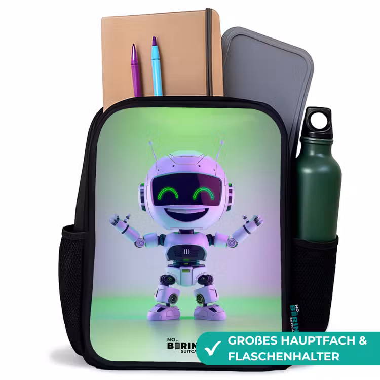 Robot met paars en groen licht Rugzak - Zwart middel -inhoud_DE