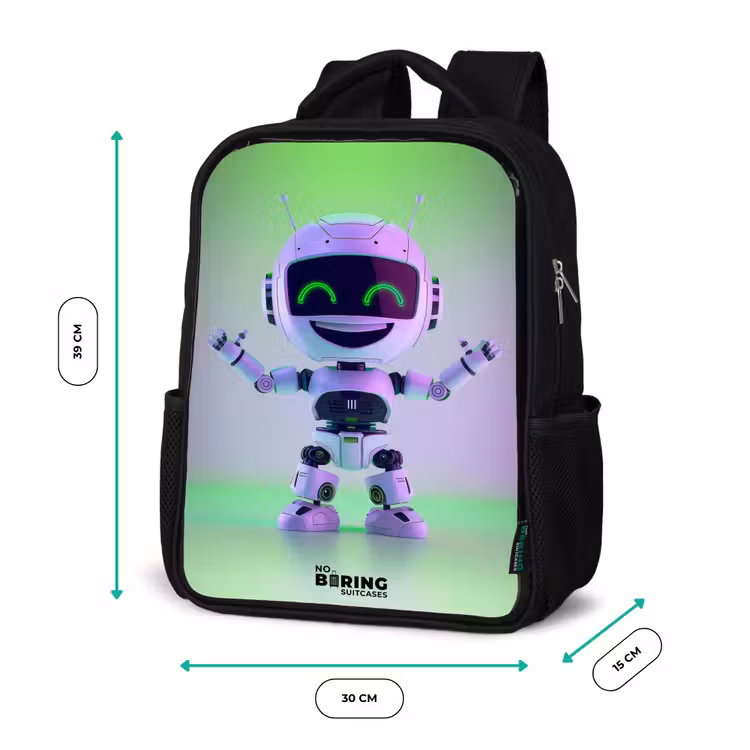 Robot met paars en groen licht Rugzak - Zwart middel -productfoto_formaten