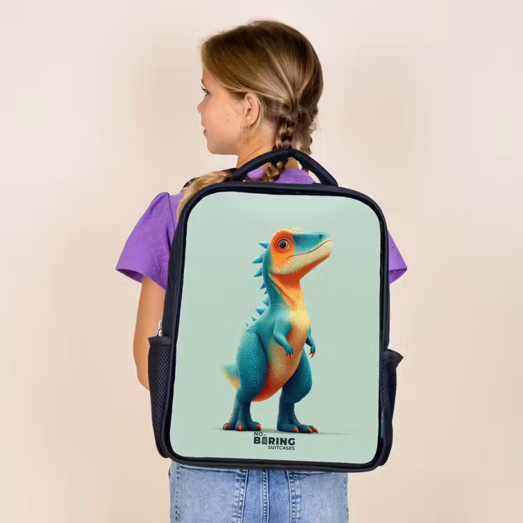 Stoere dino met grote ogen Rugzak - Zwart middel -sfeer5