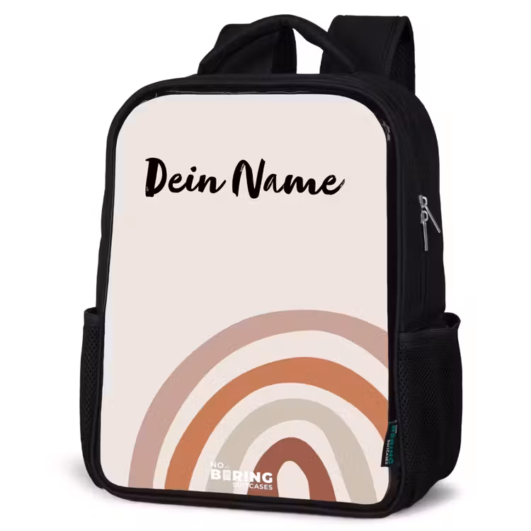 Ruwe regenboog naturel Rugzak - Zwart middel -schuin